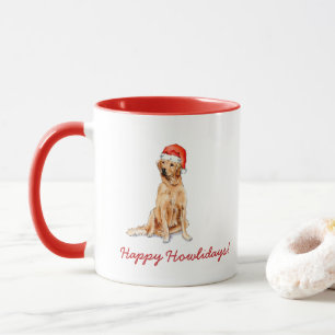  Watercolor Golden Retreiver in Santa hat Holiday  Mug