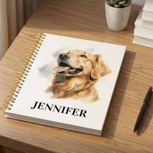 Watercolor Golden Retriever Custom Name Planner