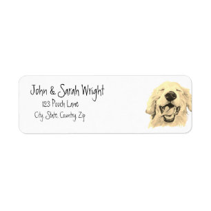 Watercolor Golden Retriever Dog Address Label Return Address Label