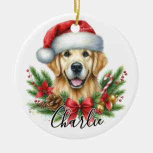 Watercolor Golden Retriever Dog Personalised Ceramic Ornament