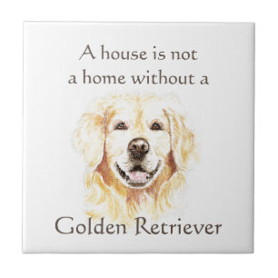 Watercolor Golden Retriever Dog Pet Animal Quote Ceramic Tile