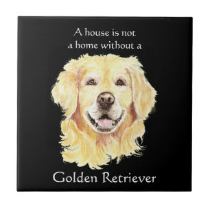 Watercolor Golden Retriever Dog Pet Animal Quote Ceramic Tile