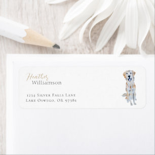Watercolor Golden Retriever Dog Return Address Label