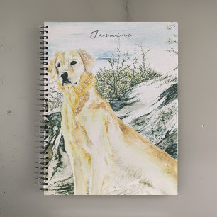 Watercolor Golden Retriever Dog Spiral Notebook