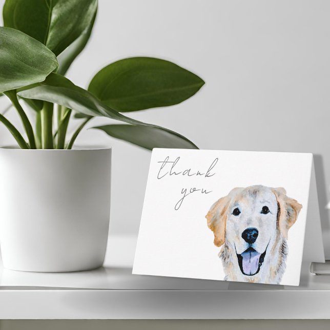 Watercolor Golden Retriever Dog Thank You Card (Creator Uploaded)