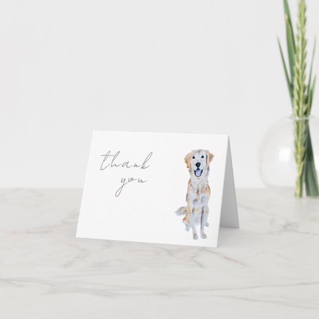 Watercolor Golden Retriever Dog Thank You Card (Front)