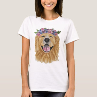 Watercolor Golden Retriever Flower Crown Tee