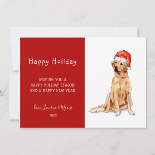 Watercolor Golden retriever Holiday Announcement