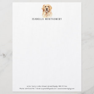 Watercolor Golden Retriever Letterhead