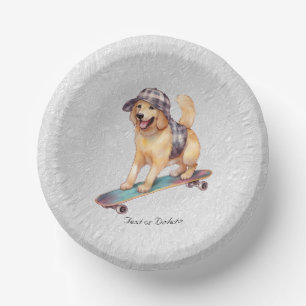 Watercolor Golden Retriever Paper Bowl Plate