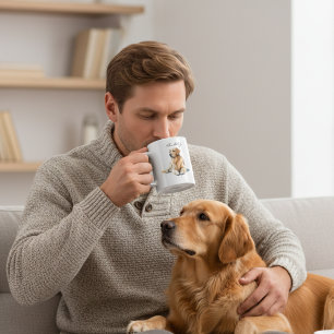 Watercolor Golden Retriever Personalise Large Coffee Mug