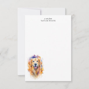 Watercolor Golden Retriever Personalised Thank You Card
