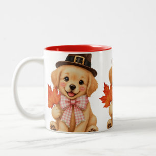 Watercolor Golden Retriever Puppy Fleece Two-Tone Coffee Mug