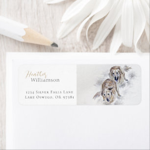 Watercolor Golden Retriever Snowy Holiday Return Address Label