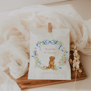 Watercolor Golden Retriever Wedding Crest Favour Bag