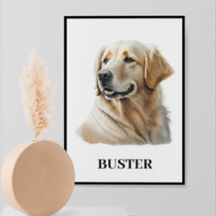 Watercolor Golden RetrieverPortrait Personalised Poster