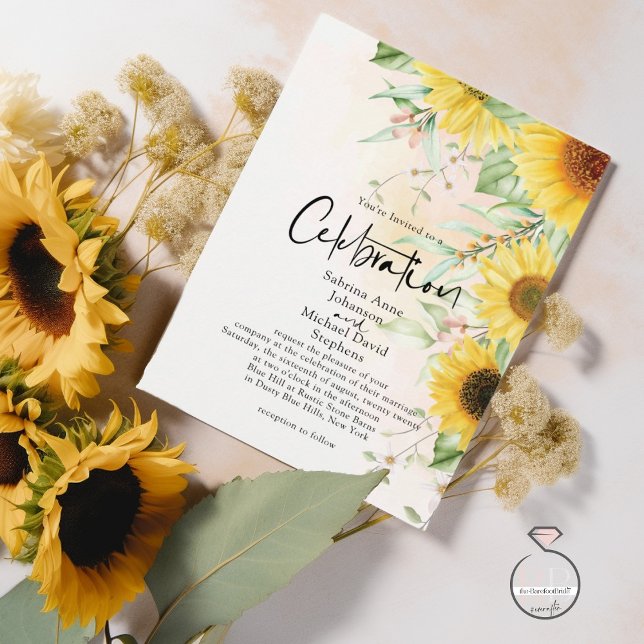 Watercolor Golden Yellow Rustic Sunflowers Invitation (Creator Uploaded)