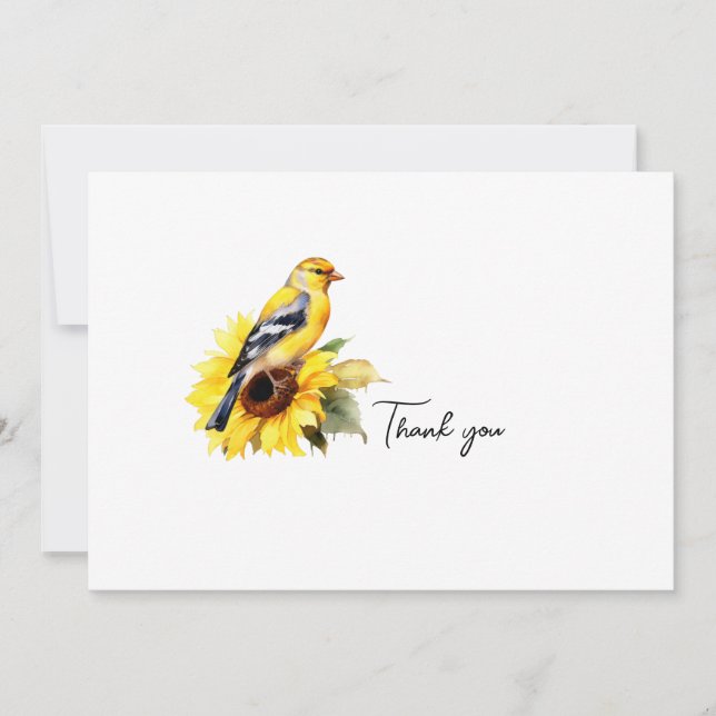 Watercolor Goldfinch Funeral Thank You Card (Front)