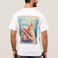 Watercolor Goldfish in Coral Shell