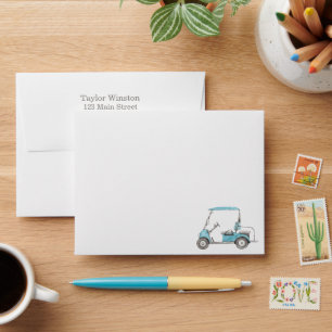 Watercolor Golf Cart Personalised Envelopes