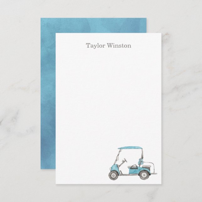 Watercolor Golf Cart Thank You Card (Front/Back)