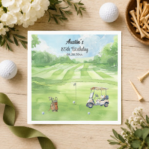 Watercolor Golf Course 85th Birthday Party  Napkin