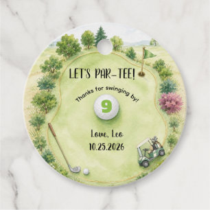 Watercolor Golf Course Kids Birthday Round Favour Tags