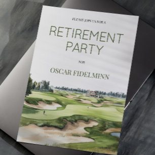 Watercolor Golf Course Photo Retirement Party Invitation
