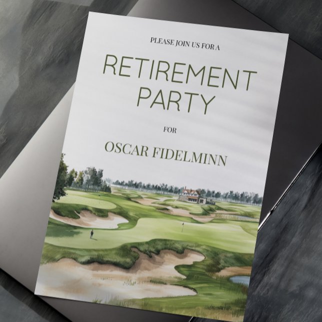 Watercolor Golf Course Photo Retirement Party Invitation (Creator Uploaded)