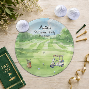 Watercolor Golf Course Retirement Party Paper Plate
