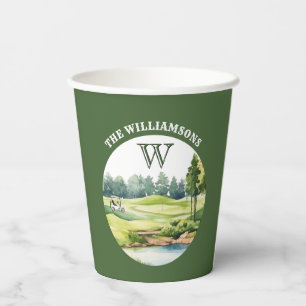 Watercolor Golf Orientated Course Cart Paper Cups