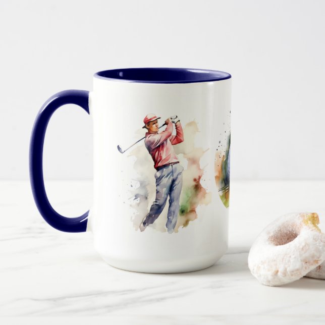 Watercolor Golfer  Mug (With Donut)