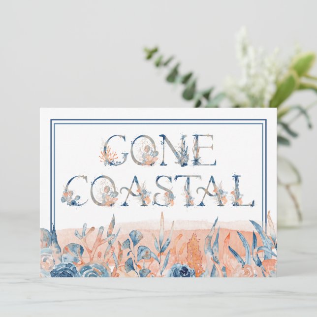 Watercolor Gone Coastal We've Moved  Announcement (Standing Front)