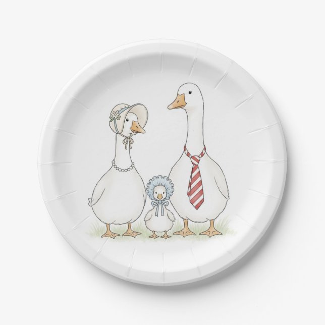 Watercolor Goose Baby Shower Plates (Front)