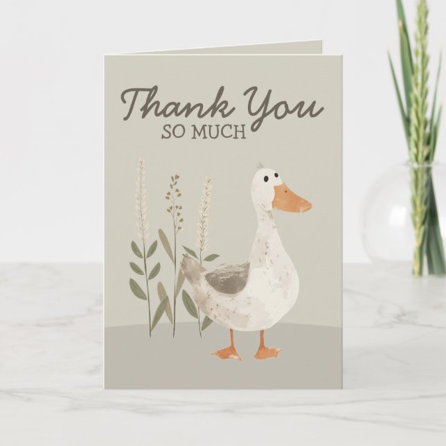 Watercolor Goose Baby Shower - Thank You Card (Front)