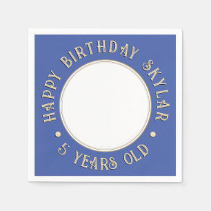 Watercolor Goose Birthday Custom Children's Blue  Napkin
