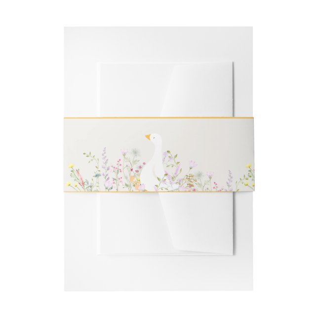 Watercolor Goose Duck Wildflower Baby Shower Invitation Belly Band (Front Example)