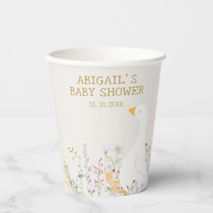 Watercolor Goose Duck Wildflower Baby Shower Paper Cups