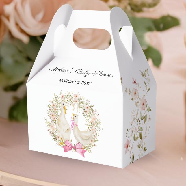 Watercolor Goose Girl Flowers Baby Shower Favour Box (Creator Uploaded)