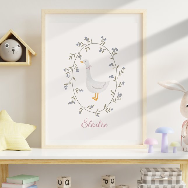 Watercolor Goose Personalised Nursery Kids room Poster (Creator Uploaded)