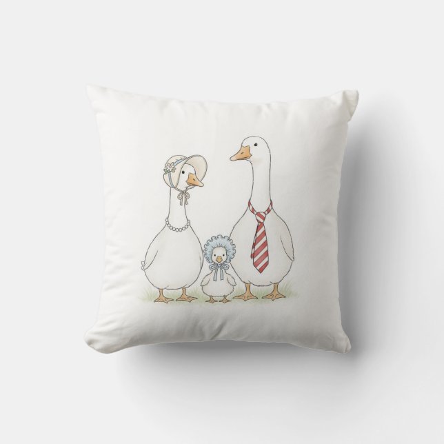 Watercolor Goose Throw Pillow (Front)