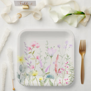 Watercolor Goose Wildflower Baby Shower Paper Plate