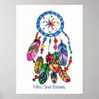 Watercolor gorgeous rainbow dream catcher
