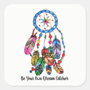 Watercolor gorgeous rainbow dream catcher square sticker