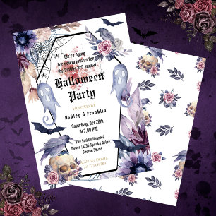 Watercolor Gothic Adult Halloween Party  Invitation