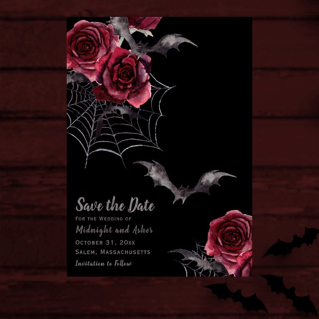 Watercolor Gothic Halloween Wedding Save The Date (Creator Uploaded)