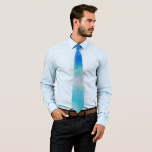 Watercolor Gradient Blue Green Grey Casual Style Tie