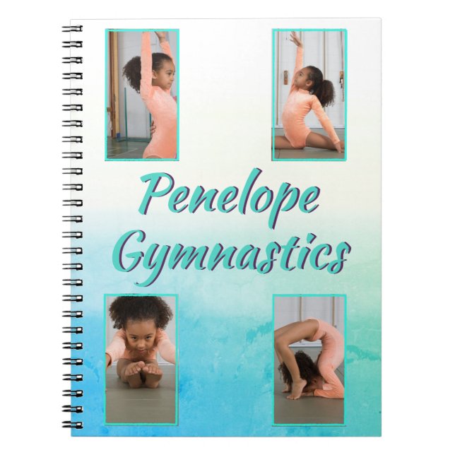 Watercolor Gradient Custom Name, Sport & Photo  Notebook (Front)