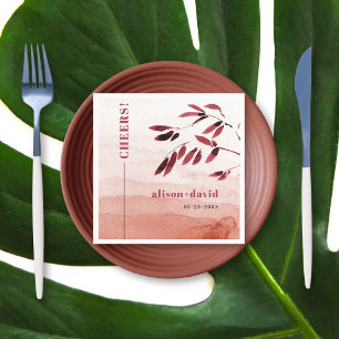 Watercolor gradient Japandi CHEERS wedding Napkin