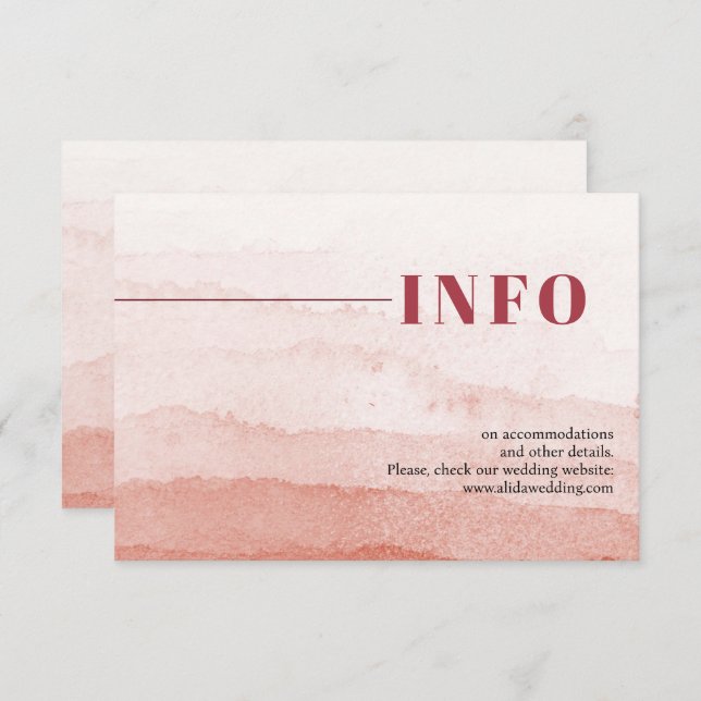 Watercolor gradient minimalist Japandi wedding Enclosure Card (Front/Back)
